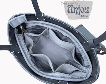 Poushy Waterproof Nylon Organizer fits Anjou Mini Bag - Oval Shaped / Premium Fabric Insert for Anjou Mini Tote Liner Protector Bag Shaper