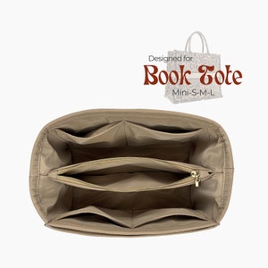 Poushy Waterproof Nylon Organizer fits Book Tote / Premium Fabric Insert for Book Tote Small Medium Large Liner Protector Bag Shaper