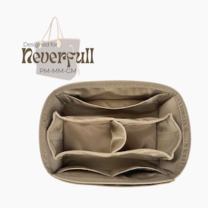 Poushy Waterproof Nylon Organizer fits Neverfull Tote - Middle Pouch / Premium Fabric Insert for MM Neverfull PM Liner Protector Bag Shaper