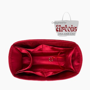 Poushy Luxury Silk Organizer fits Artois / Premium Silk Fabric Insert for PM Artois MM Liner Protector Bag Shaper Soft Touch Silver Keychain