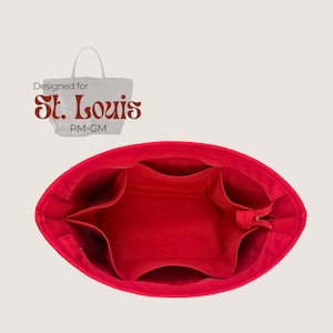 Poushy Canvas Organizer fits Saint Louis GM - Oval Shape / Premium Fabric Insert for St Louis PM Liner Protector Bag Shaper Silver Zipper