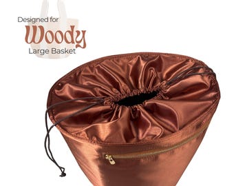 Poushy Waterproof Nylon Organizer fits Large Woody Basket Bag - Oval Shape / Handmade Premium Nylon Insert for Panier Basket Bag Shaper