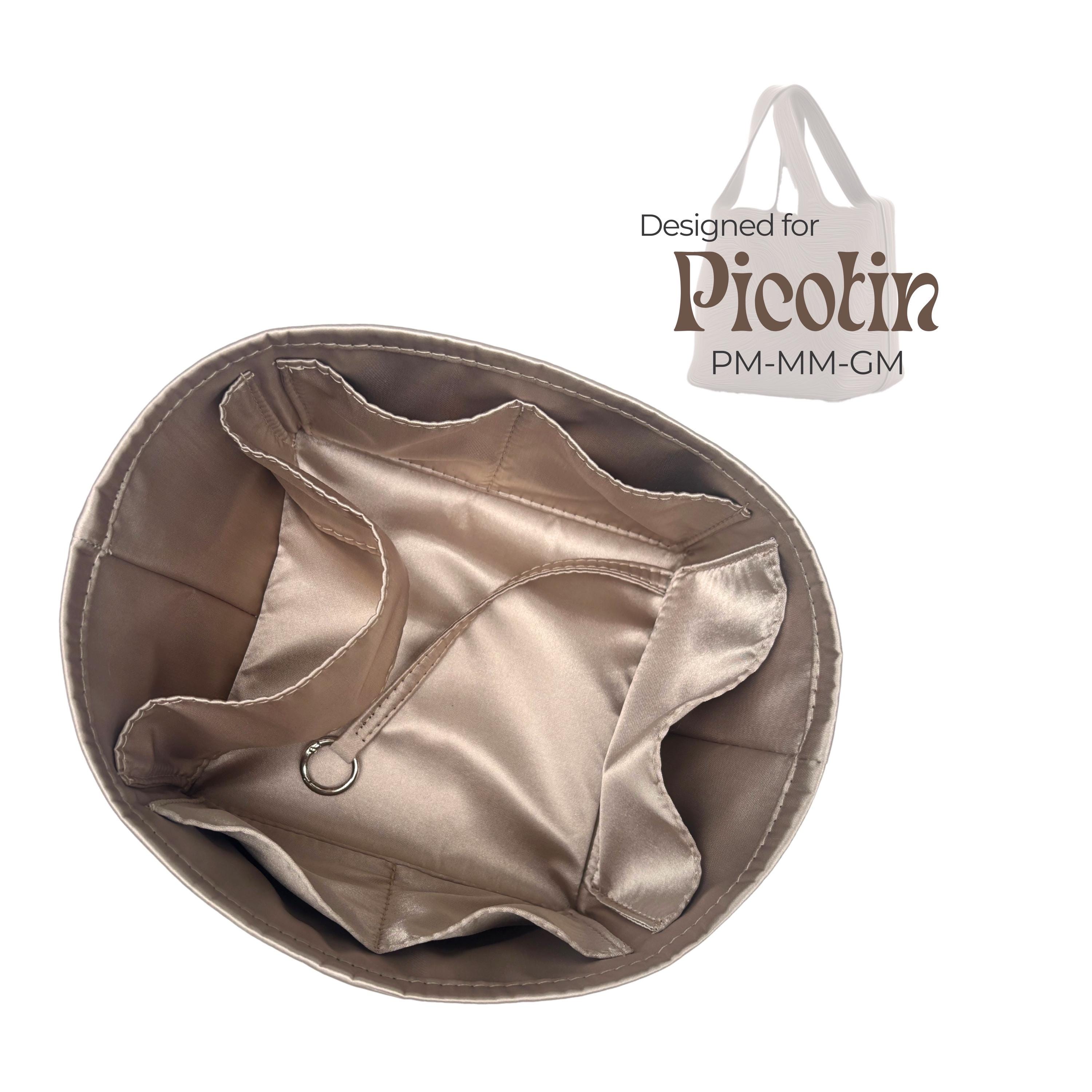 Poushy Luxury Silk Organizer fits Picotin / Premium Silk Fabric Insert for Pic*tin Liner Protector Bag Shaper Soft Touch Gold