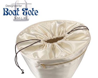 Poushy Waterproof Silk Organizer fits Boat and Tote - Drawstring Top Cover / Premium Fabric Insert Liner Protector Bag Shaper