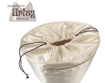 Poushy Waterproof Silk Organizer fits Artsy Tote MM GM / Premium Fabric Insert Drawstring Closure Top Cover