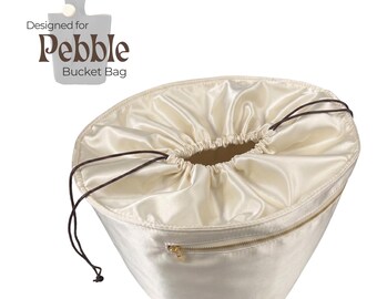 Poushy Luxe Silk Organizer fits Pebble Bucket Bag - Drawstring Top Closure / Premium Handmade Silk Fabric Insert Liner Soft Touch
