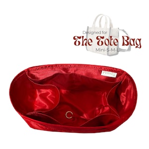 Poushy Luxury Silk Organizer fits The Tote Bag / Premium Silk Fabric Insert for The Traveler Tote Liner Protector Shaper Soft Touch Keychain