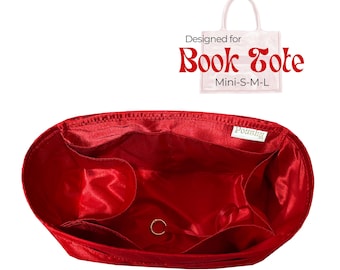 Poushy Luxury Silk Organizer fits Book Tote / Premium Silk Fabric Insert for Book Tote Small Medium Large Liner Protector Shaper Soft Touch