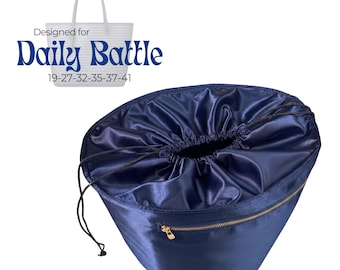 Poushy Luxe Silk Organizer fits Daily Battle - Drawstring Top Cover / Premium Fabric Insert Liner Protector Bag Shaper