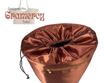 Poushy Luxe Silk Organizer fits Gramercy Tote / Premium Fabric Insert Drawstring Top Cover Closure