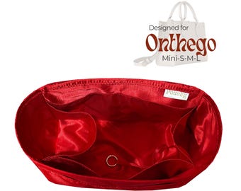 Poushy Luxus Seide Organisator passt für Onthego / Premium Seide Stoff Einsatz für Onthego MM Liner Displayschutzfolie Bag Shaper, GM Onthego PM Soft Touch