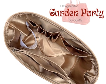 Poushy Luxe Silk Organizer fits Garden Party / Premium Silk Fabric Insert Liner Protector Bag Shaper Soft Touch, Extra Compartments