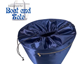 Poushy Waterproof Silk Organizer fits Boat and Tote - Drawstring Top Cover / Premium Fabric Insert Liner Protector Bag Shaper