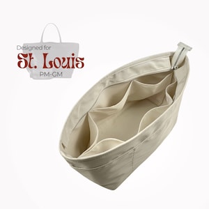 Poushy Wasserdichter Nylon Organizer für St. Louis GM - Ovale Form / Premium-Stoffeinsatz für St. Louis PM Liner Cover Bag Shaper