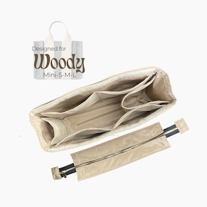 Poushy Wasserdichter Nylon Organizer für Woody Tote - Abnehmbare obere Abdeckung / Premium-Stoffeinsatz für Woody Tote Liner Shaper