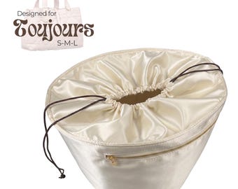 Poushy Waterproof Silk Organizer fits Toujours Tote / Premium Fabric Insert Drawstring Closure Top Cover