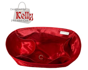 Poushy Luxury Silk Organizer fits Kelly Bag / Premium Silk Fabric Insert for Kelly Liner Protector Bag Shaper Soft Touch Gold