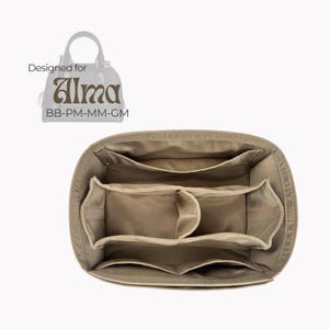 Poushy Waterproof Nylon Organizer fits Alma Bag - Detachable Pouch / Premium Fabric Insert for Alma BB PM MM Liner Protector Shaper