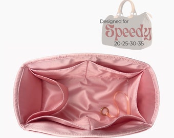 Poushy Luxury Silk Organizer fits Speedy Bag / Premium Silk Fabric Insert for Speedy Bag Liner Protector Bag Shaper Soft Touch Gold Keychain