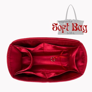 Poushy Luxury Silk Organizer fits Ferrag*** Soft Bag / Luxe Handmade Silk Fabric Insert for Soft-Bag Liner Protector Bag Shaper Soft Touch