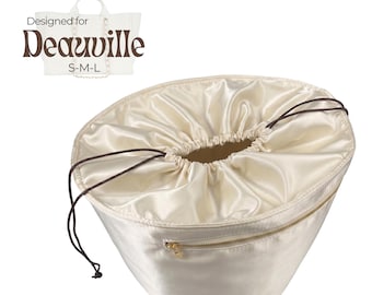 Poushy Luxury Silk Organizer fits Deauville Tote - Drawstring Top Cover / Premium Silk Fabric Insert Protector Bag Soft Touch