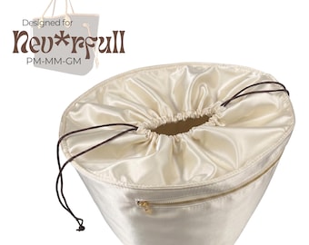 Poushy Waterproof Silk Organizer fits Neverfull Tote - Oval Shaped / Premium Fabric Insert Drawstring Closure Top Cover