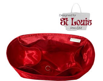 Poushy Luxury Silk Organizer fits Saint Louis GM / Premium Silk Fabric Insert for St Louis PM Liner Protector Bag Shaper Soft Touch Silver