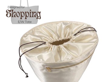 Poushy Luxe Silk rganizer fits E/W Shopping Tote - Drawstring Closure / Premium Silk Fabric Insert Liner Protector Soft Touch