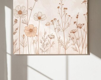 Beige Botanical Line Art Print Set – Boho Minimalist Decor (Digital Download)