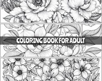 Floral Coloring Book for Adults Printable  Digital Download