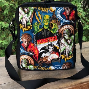 Movie Monsters zippered shoulder bag with key clip and adjustable strap, Classic Movie Monsters, The Fox