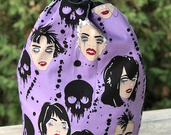 Spooky bag for large knitting or crochet projects like an afghan or blanket, Punk Vamps, The Alpaca