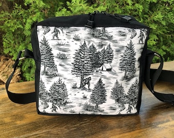 Bigfoot boxy shoulder bag, zippered medium-sized crossbody bag, adjustable strap, Sasquatch Stroll, The Raccoon
