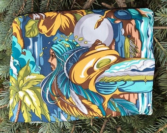 Extra large zipper pencil case or makeup bag, jumbo zippered bag, Blue Goddess, the Supa Scribe