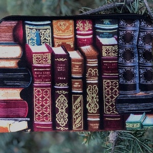 Classic Books small multi-use zippered bag, deck of cards pouch, notions pouch, purse organizer, optional d-ring, The Goldie