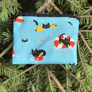 Porte-monnaie chat noir, pochette pour cartes de crédit, pochette pour marqueurs de point, sac cadeau réutilisable, Sea Cats, The Raven