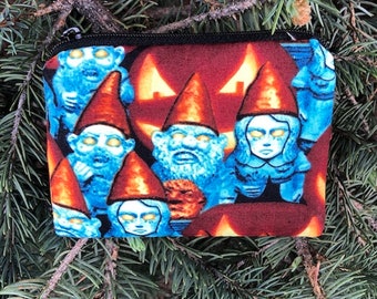 Zombie Gnomes coin purse or use for credit cards, stitch markers, jewelry pouch, or gift cards, The Raven - glow in the dark faces