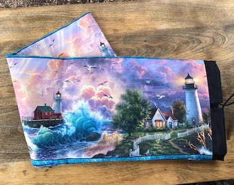 Lighthouses mahjongg rack sleeve, drawstring bag to hold your 4 mahjong racks and pushers, The Racker