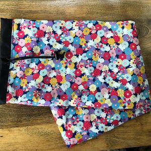 Japanese mahjongg rack sleeve, a drawstring bag to hold your 4 mahjong racks and pushers, Floral Rabbits, The Racker
