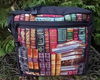 Books shoulder bag, zippered cross body bag, cross body bag with pockets, Classic Books, The Super Raccoon