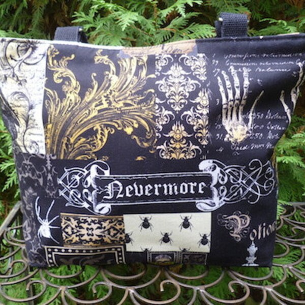 Nevermore purse, zippered purse, pick your handle length, Tribute to Edgar Allan Poe, The Tootsie