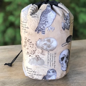 Witches Familiars knitting or crochet project bag, WIP bag, drawstring bag, Rummikub tile bag, reusable gift bag, Suebee