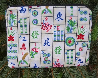 Mahjong tiles multi use zippered bag, makeup case, accessory bag, The Scooter