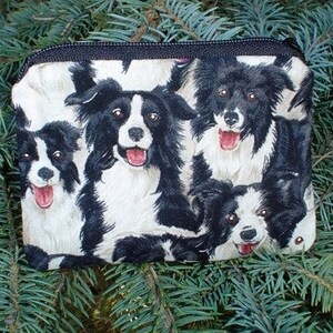 Border Collie coin purse, stitch marker pouch, gift card pouch, credit card case, The Raven