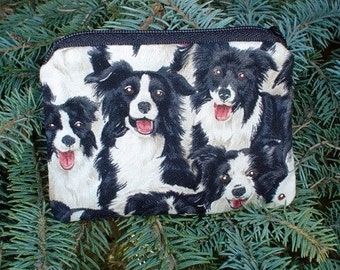 Border Collie coin purse, stitch marker pouch, gift card pouch, credit card case, The Raven