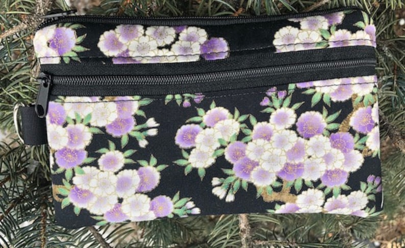 customize and add a wristlet Sweet Pea Japanese cherry blossoms mini wallet purse organizeror phone purse