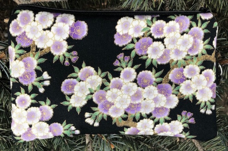 customize and add a wristlet Sweet Pea Japanese cherry blossoms mini wallet purse organizeror phone purse