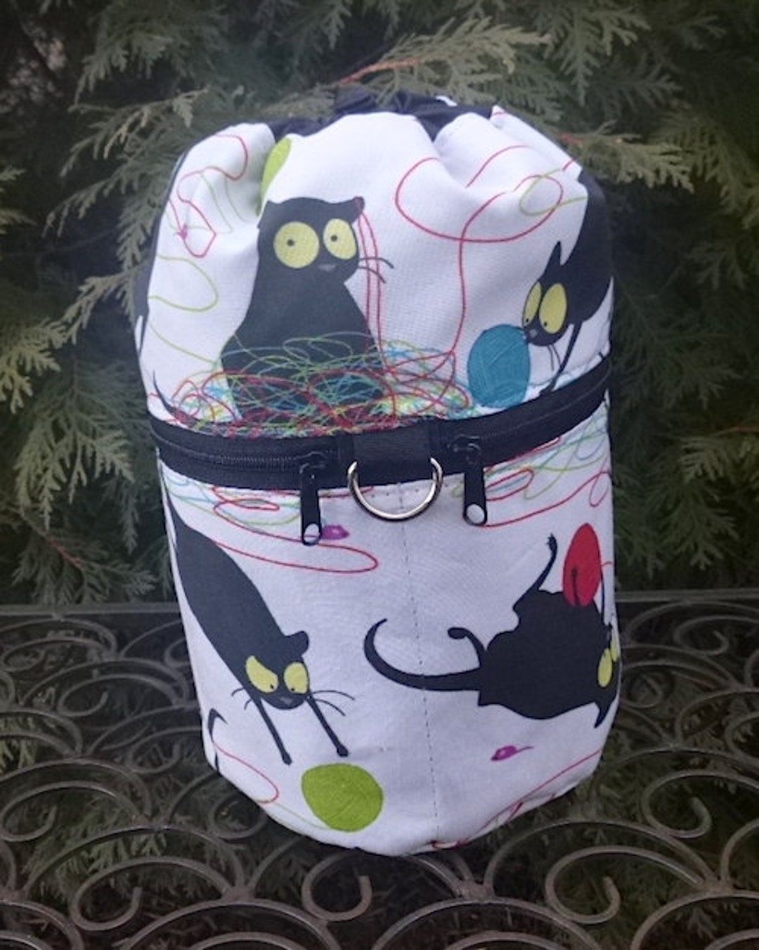 Black Cat Small Knitting Project Bag Knitting in Public Bag Etsy