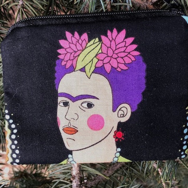 Frida Kahlo coin purse, gift card pouch, credit card pouch, stitch marker case, The Raven