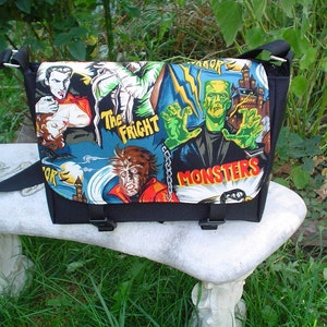 Movie monsters mini messenger bag, cross body bag, small messenger, The Zeldina